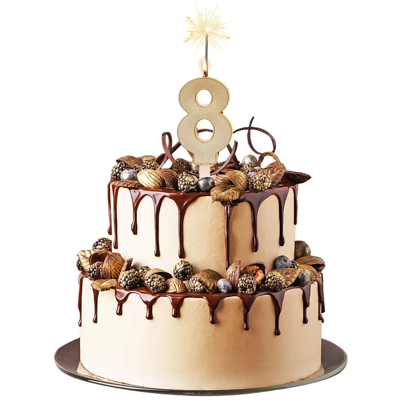 VELAS CHISPEANTES DE CUMPLEAÑOS ORO Nº8