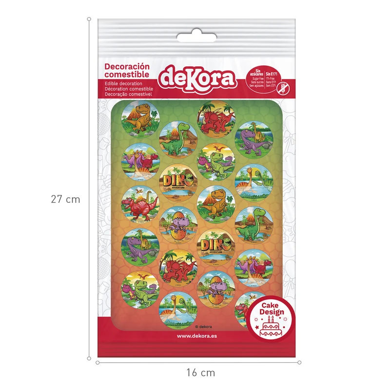 MINI DISCOS COMESTIBLES DINOSAURIOS Ø 3,4CM ZERO A5