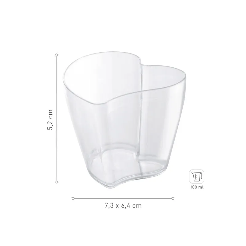VASITO PLASTICO TRANSPARENTE HEART 73X64 H52MM | CAP. 100ML