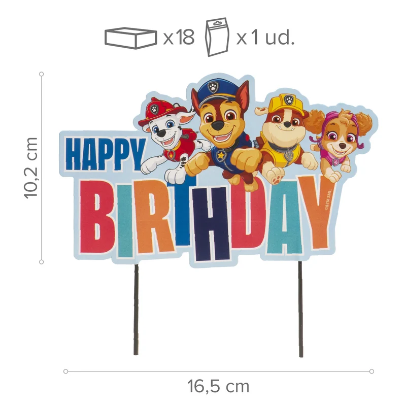 CAKE TOPPER PAPEL PAW PATROL 17.5X15CM