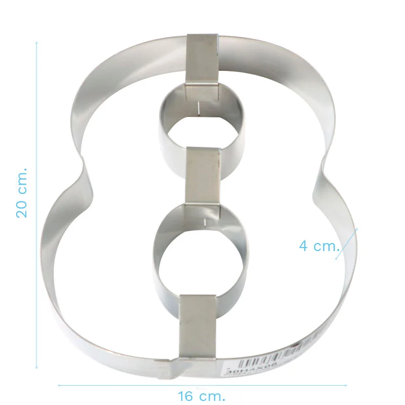 MOLDE ACERO INOX TARTA NÚMERO OCHO 20 x 16 x 4 CM