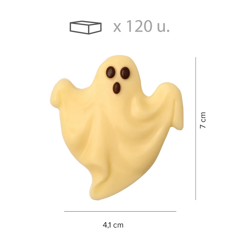 DECORACION CHOCOLATE BLANCO FANTASMA HALLOWEEN 120 UDS