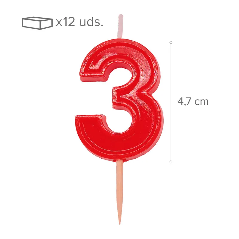 12 VELAS NUMERO 3 HELVET