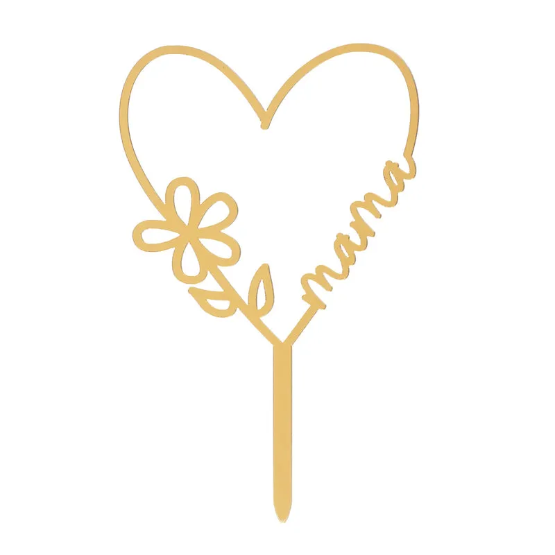 CAKE TOPPER CORAZÓN ORO MAMA 16X11CM