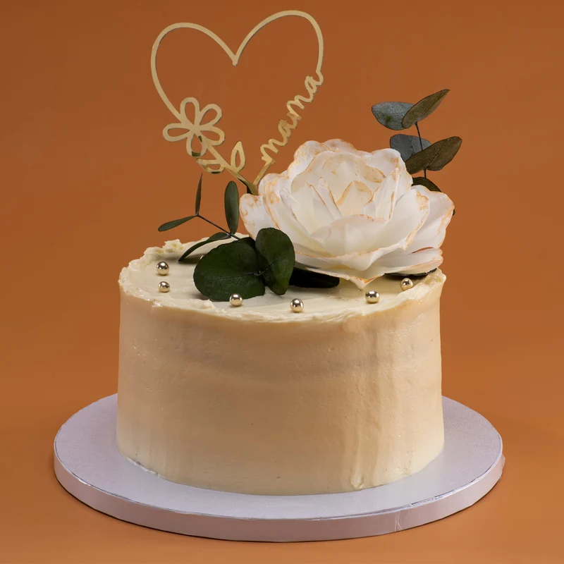 CAKE TOPPER CORAZÓN ORO MAMA 16X11CM