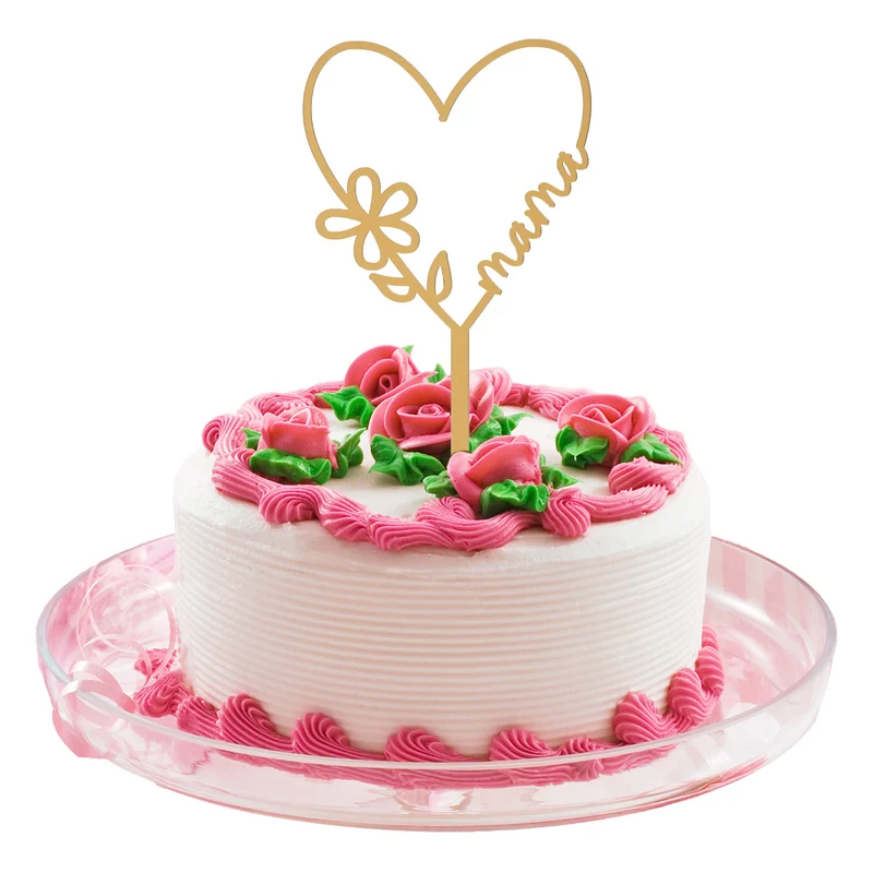 CAKE TOPPER CORAZÓN ORO MAMA 16X11CM