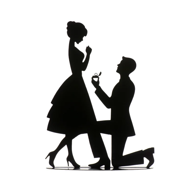 PAREJA BODA PEDIDA DE MANO METAL NEGRO 18CM