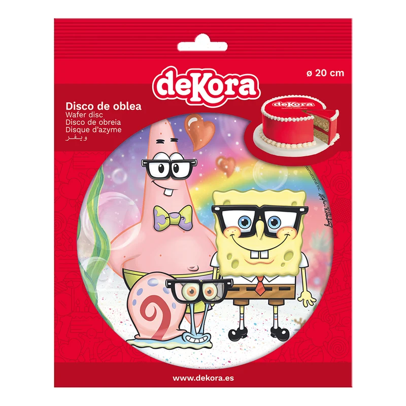 DISCO OBLEA TARTA BOB ESPONJA GAFAS 20CM