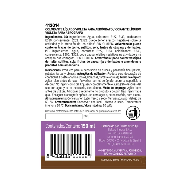 COLORANTE LIQUIDO HIDROSOLUBLE VIOLETA 190ML