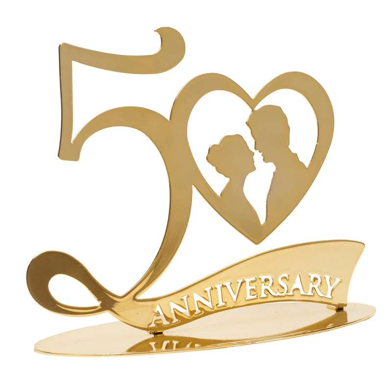 TOPPER PARA TARTAS 50 ANIVERSARIO METAL ORO 20X16 CM