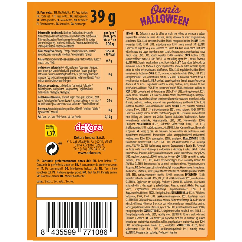 OVNIS OBLEA RELLENOS CON PICA PICA TATTOO HALLOWEEN 39GR