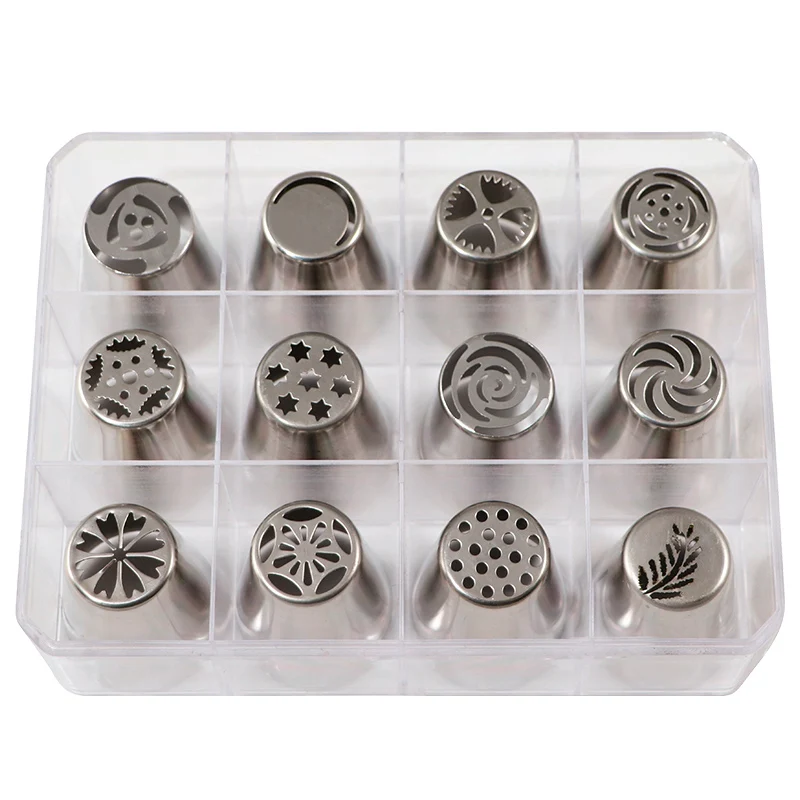 KIT 12 BOQUILLAS RUSAS DE ACERO INOXIDABLE Ø 37X42MM