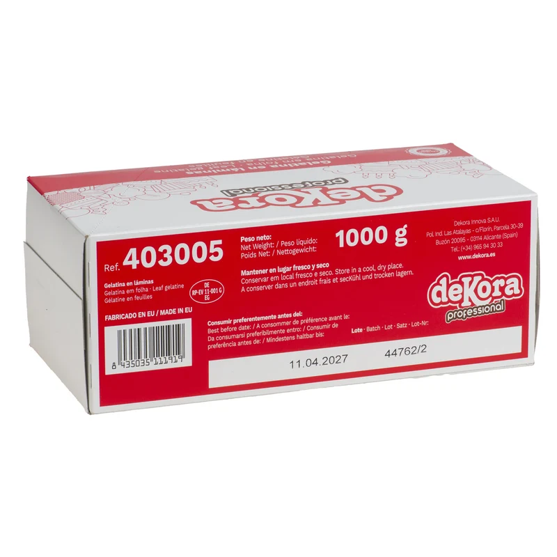 GELATINA EN HOJAS FINAS - CALIDAD ORO +/- 220 BLOOM 1KG