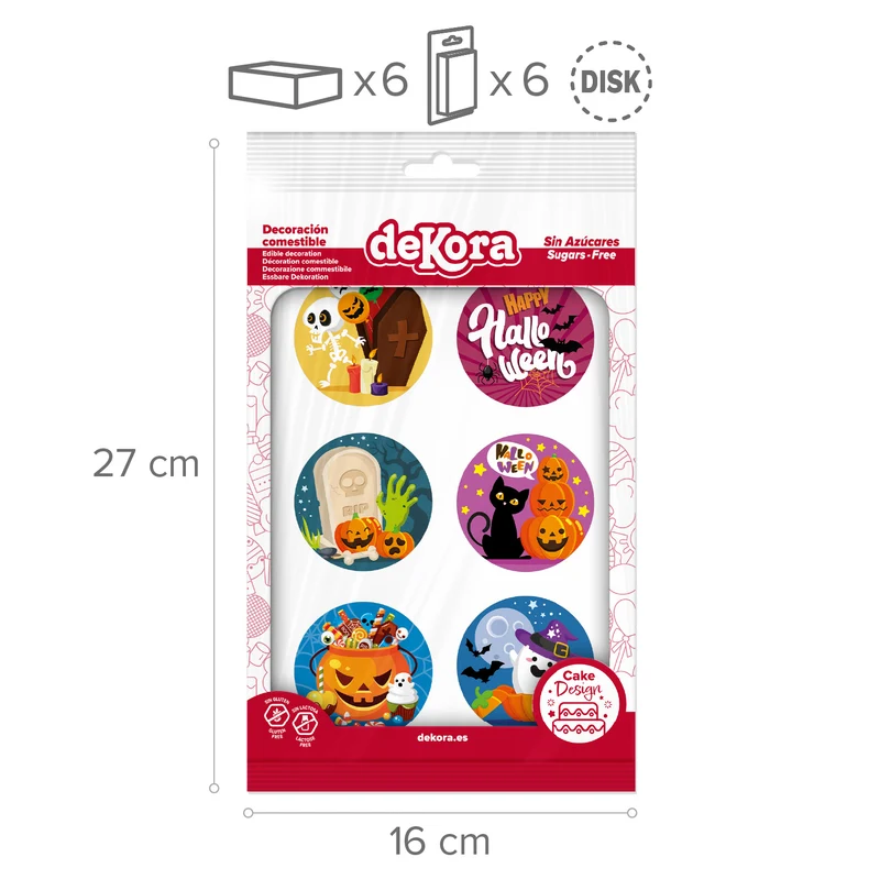 MIX DISCOS COMESTIBLES HALLOWEEN ZERO 6U Ø 5,8CM A5