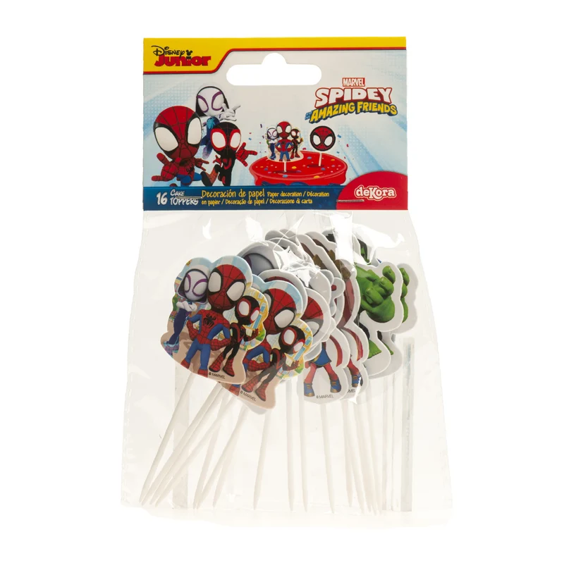 CAKE TOPPER PAPEL 8 DISEÑOS SPIDEY 8 MODELOS 16 UNIDADES