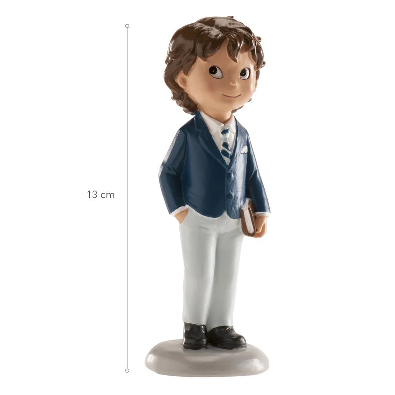 FIGURA TARTA COMUNIÓN NIÑO TRAJE AZUL PEDRO 13 CM