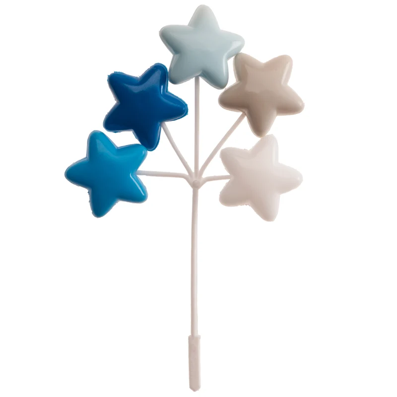 SET PLASTICO GLOBOS Y ESTRELLAS AZULES 17CM*