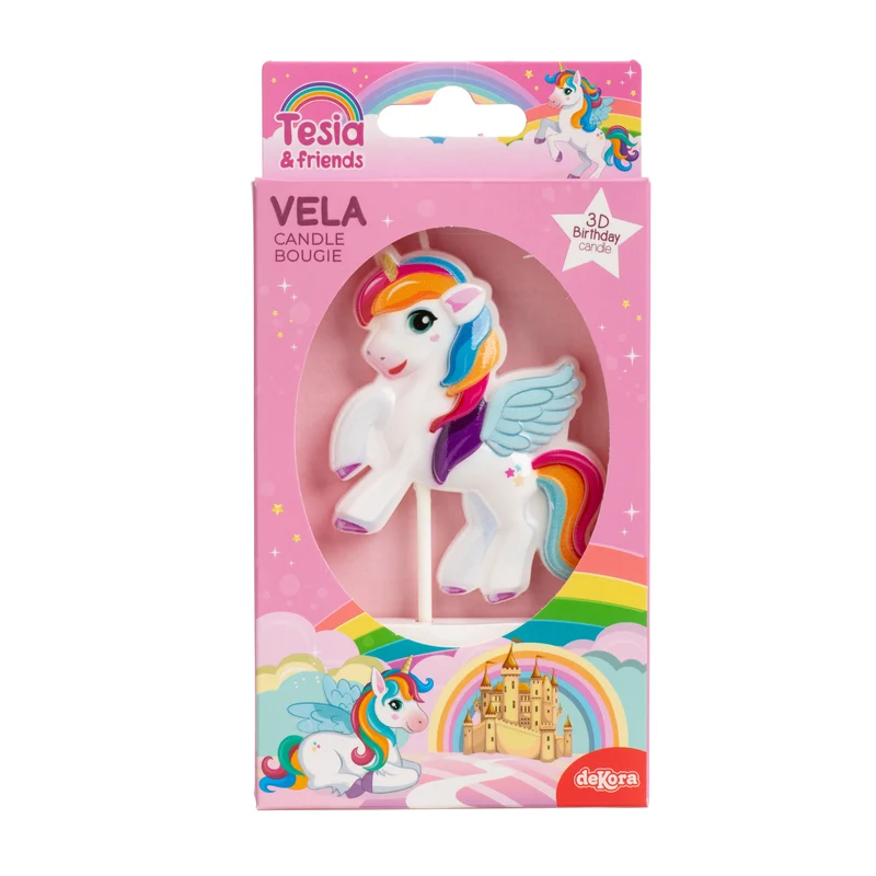 VELA CUMPLEAÑOS UNICORNIO 8X6.2CM