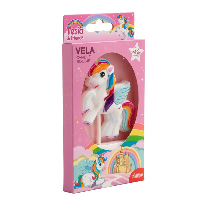 VELA CUMPLEAÑOS UNICORNIO 8X6.2CM