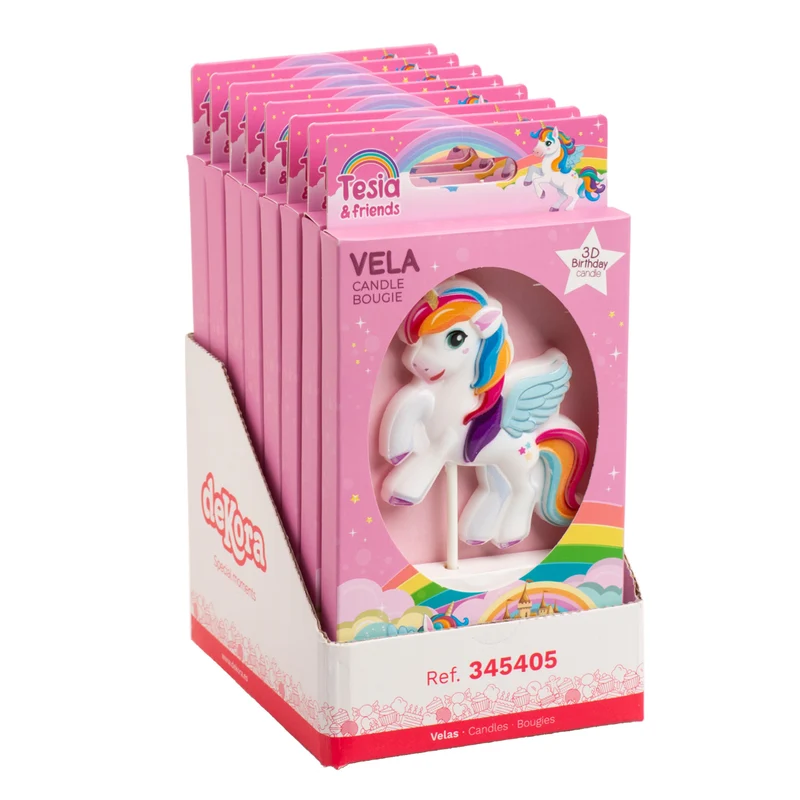 VELA CUMPLEAÑOS UNICORNIO 8X6.2CM
