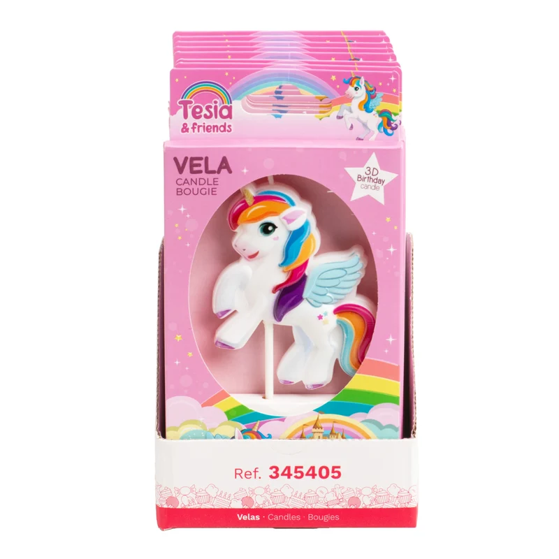 VELA CUMPLEAÑOS UNICORNIO 8X6.2CM