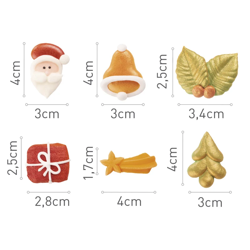 DECORACIÓN AZÚCAR NAVIDAD 8 DISEÑOS PERLADOS 4~1.7CM