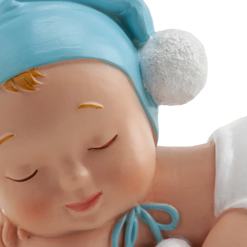 BAUTIZO NIÑO DORMIDO POMPON 10 X 6 X 7 CM
