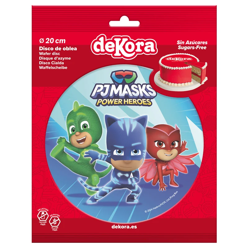 6 DISCOS OBLEA EN FOIL PARA TARTAS PJ MASKS 20 CM