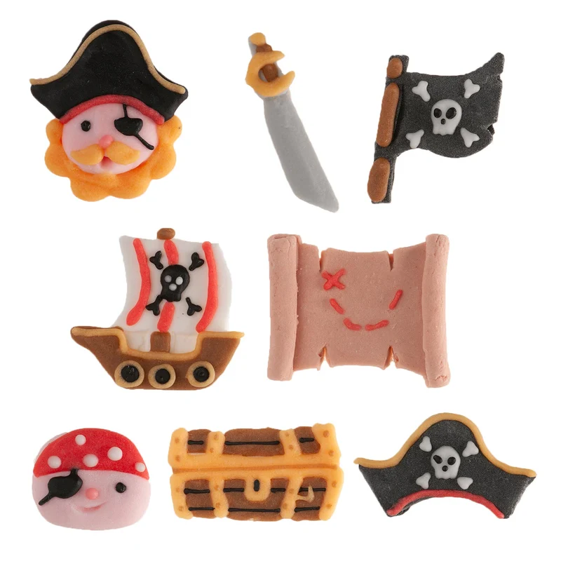 DECORACIÓN AZÚCAR PIRATAS 8 DISEÑOS
