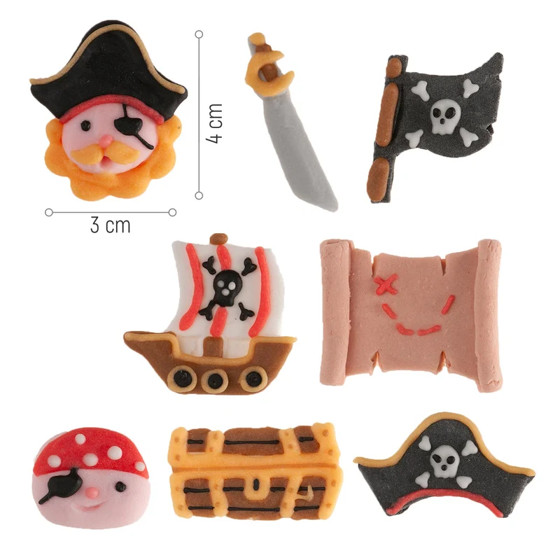 DECORACIÓN AZÚCAR PIRATAS 8 DISEÑOS