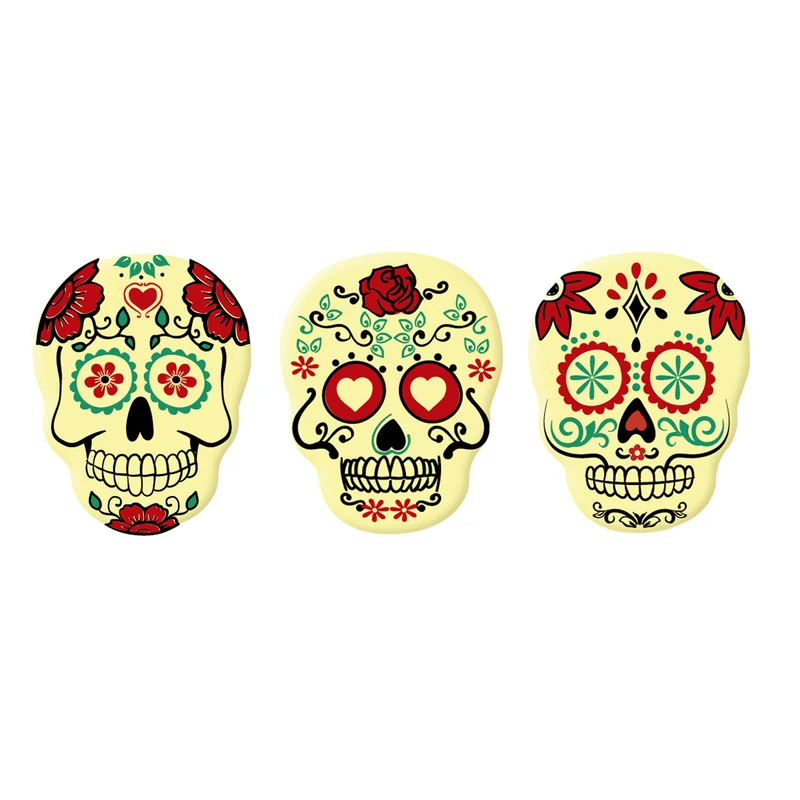 DECORACION CHOCO BLANCO SURTIDO CALAVERAS 3 MODELOS 120 UDS