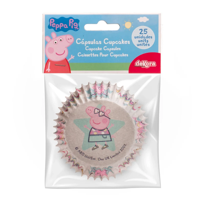 8 BLISTERS 25 CÁPSULAS CUPCAKE PEPPA PIG Ø 5 CM x H 3 CM