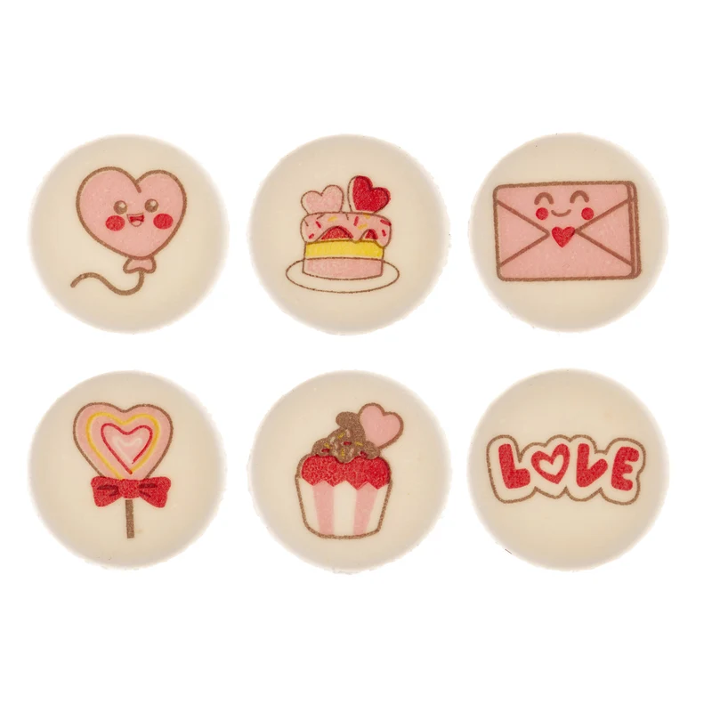 DECORACIÓN AZÚCAR SAN VALENTÍN 6 DISEÑOS 30MM