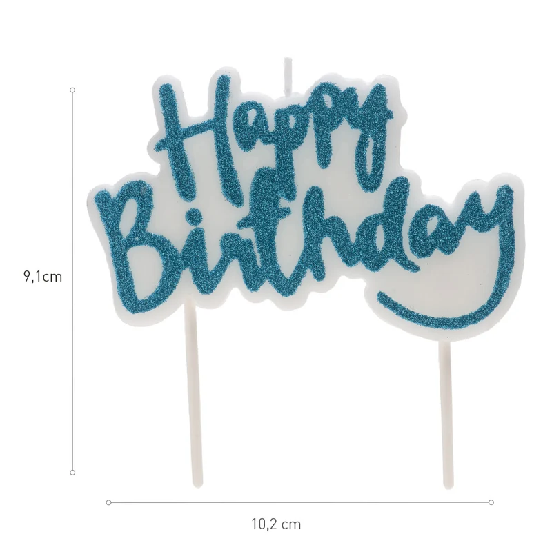 VELA CUMPLEAÑOS HAPPY BIRTHDAY AZUL 10X6,5CM
