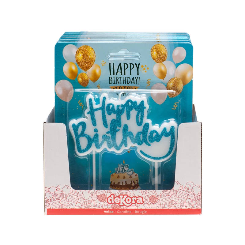 VELA CUMPLEAÑOS HAPPY BIRTHDAY AZUL 10X6,5CM