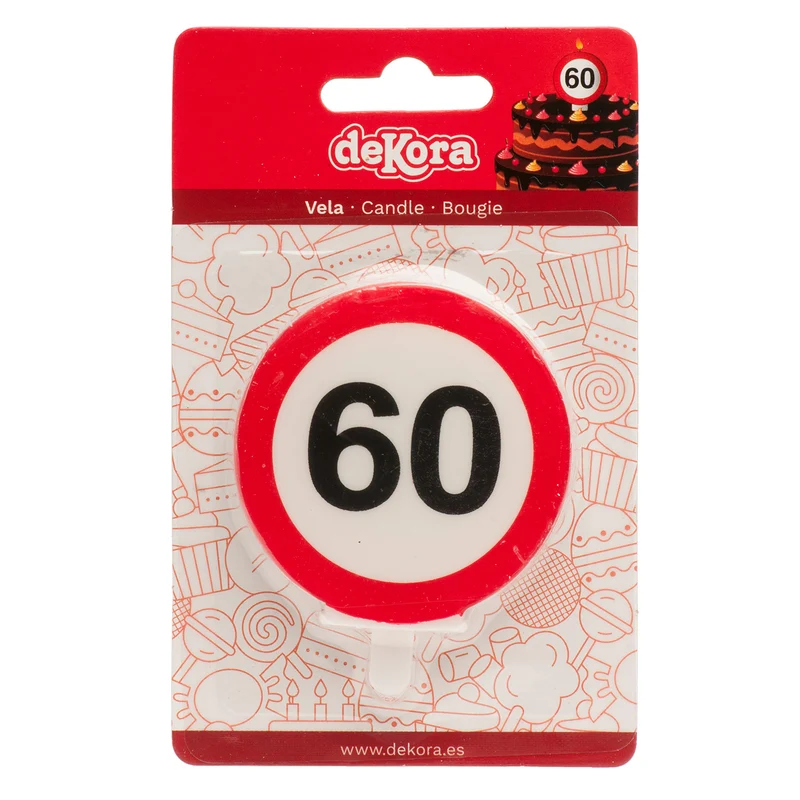 VELA 60 CUMPLEAÑOS SEÑAL PROHIBIDO 6,3CM