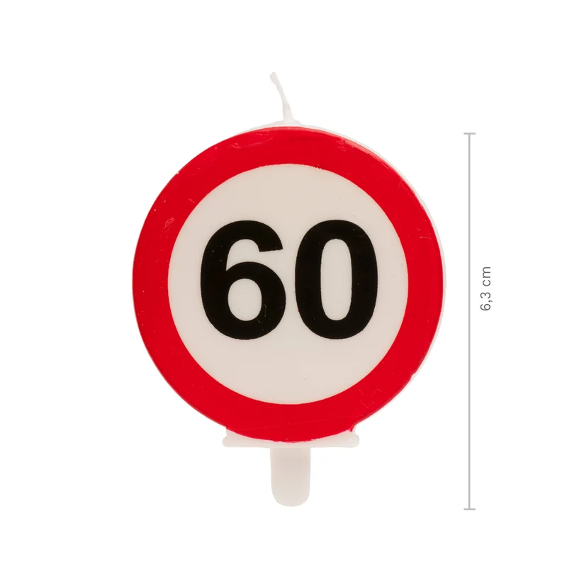 VELA 60 CUMPLEAÑOS SEÑAL PROHIBIDO 6,3CM