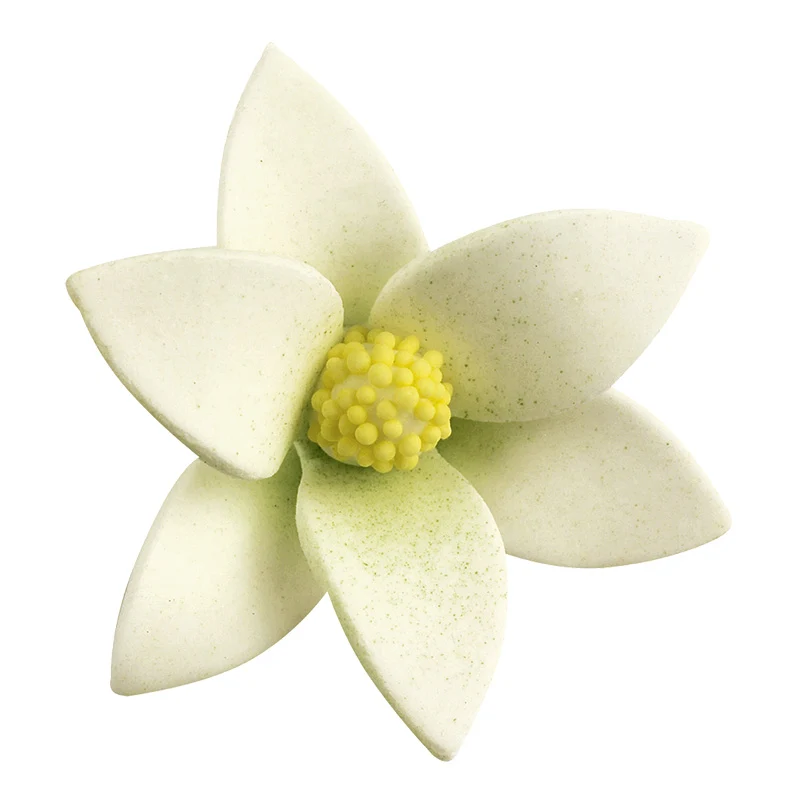 48 FLORES DE AZÚCAR BLANCAS CON CENTRO DE COLOR 6 x 2,5 CM