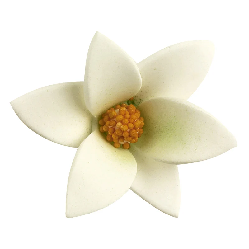 48 FLORES DE AZÚCAR BLANCAS CON CENTRO DE COLOR 6 x 2,5 CM