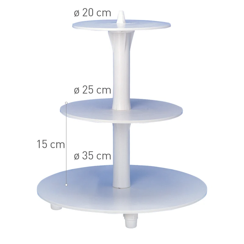 SOPORTE DE PLÁSTICO 3 PISOS PARA TARTAS Ø 35CM-25CM-20CM