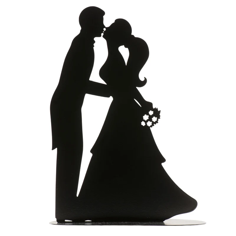 PAREJA BODA BESO DE METAL NEGRO 18CM