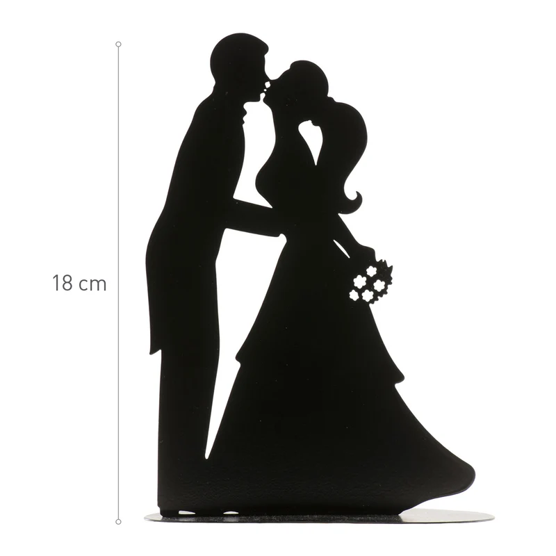 PAREJA BODA BESO DE METAL NEGRO 18CM