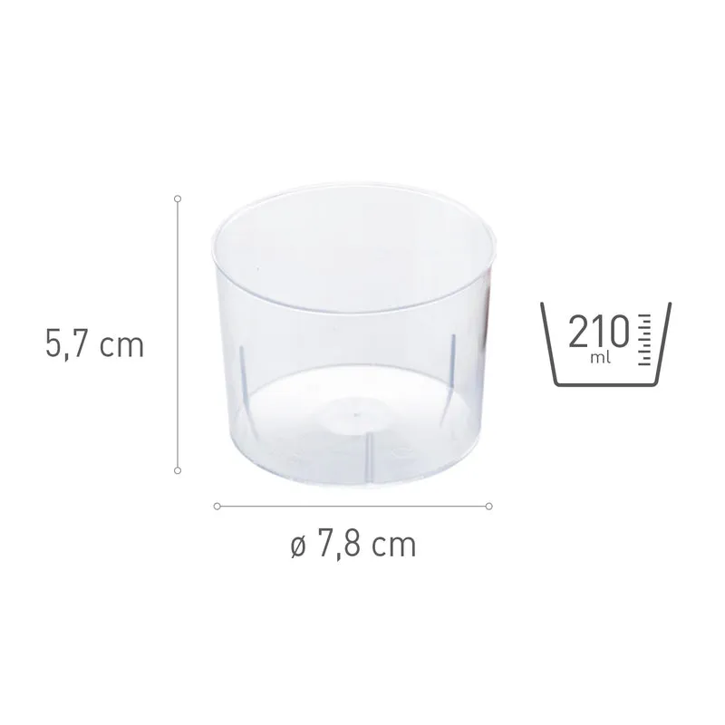 VASITO PLÁSTICO REDONDO 78MMDIAMXH57MM CAP.210ML