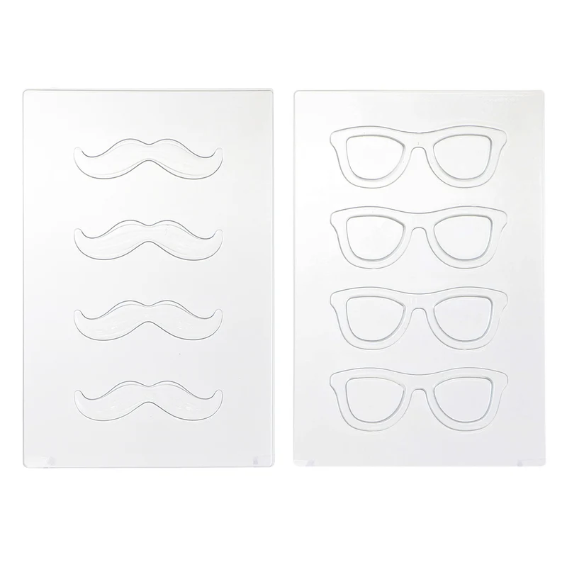 KIT 2 MOLDES PLÁSTICO TERMOFORMADO BIGOTE Y GAFAS | 8U