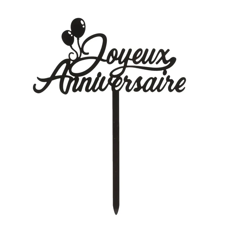 CAKE TOPPER JOYEUX ANNIVERSAIRE AVEC BALLONS 14X10CM