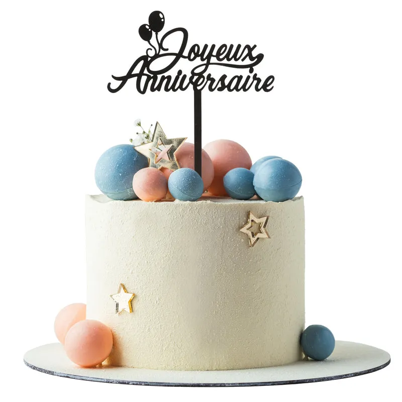 CAKE TOPPER JOYEUX ANNIVERSAIRE AVEC BALLONS 14X10CM