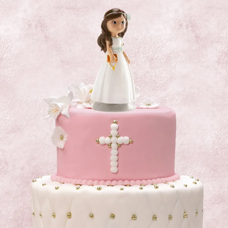 FIGURA TARTA COMUNIÓN NIÑA ACCESORIOS AZUL ELENA 13 CM