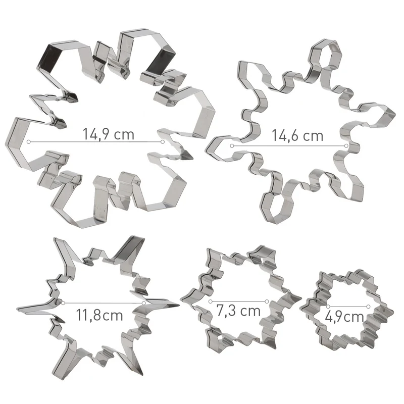 SET CORTAPASTAS ACERO INOX | COPOS DE NIEVE 5 PIEZAS SURTIDA
