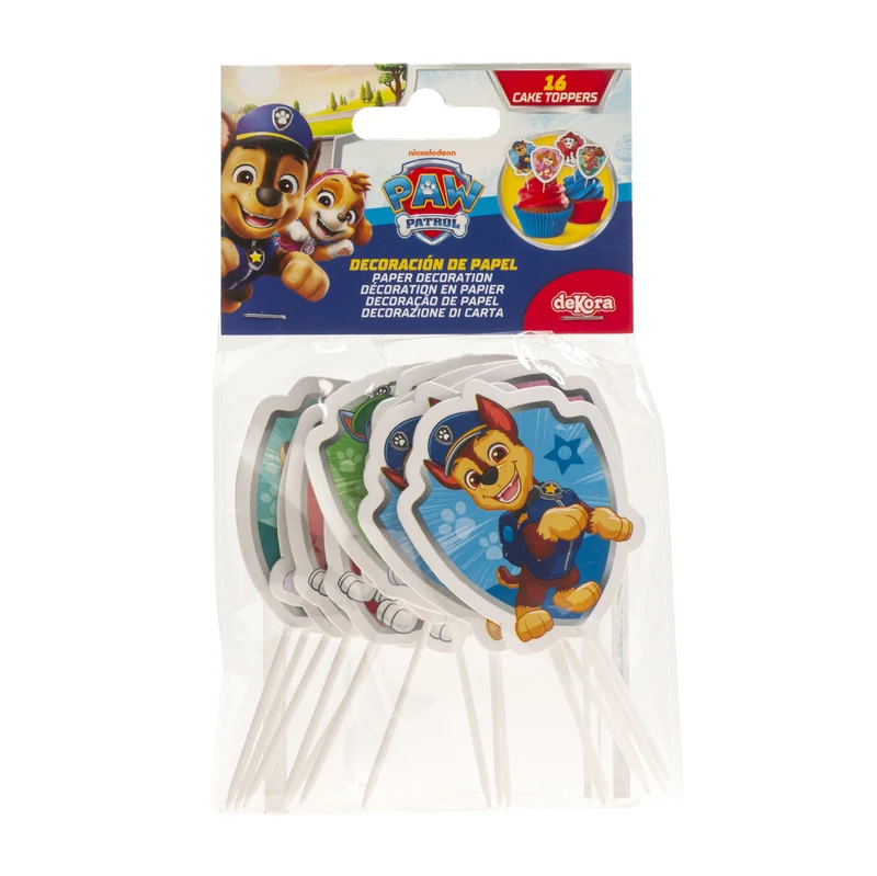 CAKE TOPPER PAPEL PAW PATROL 8 MODELOS 16 UNIDADES