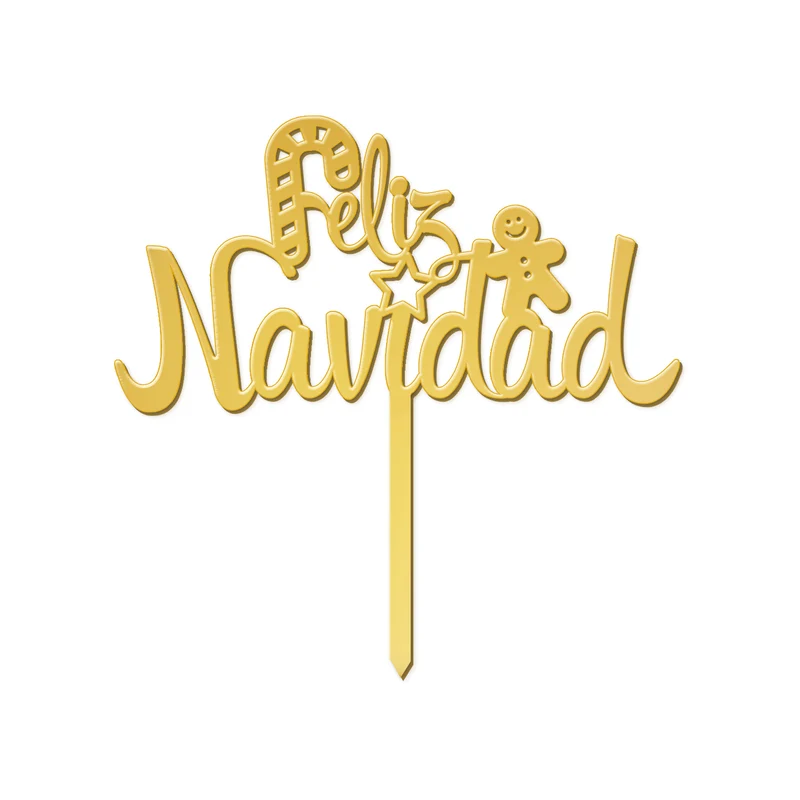 CAKE TOPPER FELIZ NAVIDAD ORO 11X14CM